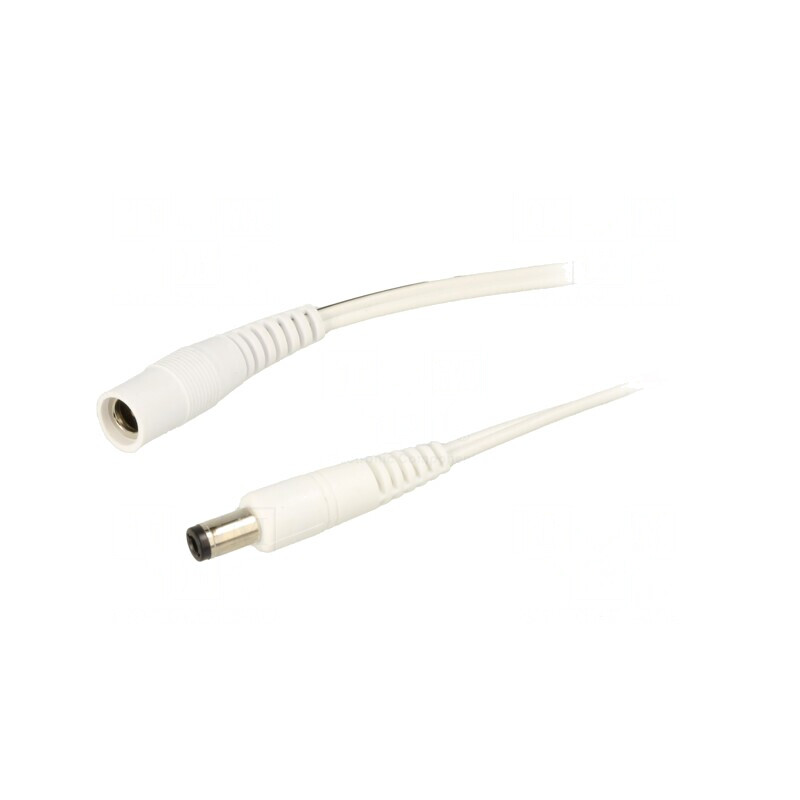 Cablu Alimentare Alb 2x0,5mm2 DC 5,5/2,1 Soclu la DC 5,5/1,7 Mufă | Electronic-mag.ro | Componente Electronice