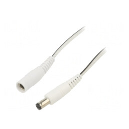 Cablu Alb DC 5,5/2,1 Soclu la DC 5,5/1,7 Mufă 2x0,5mm2 | Electronic-mag.ro | Componente Electronice