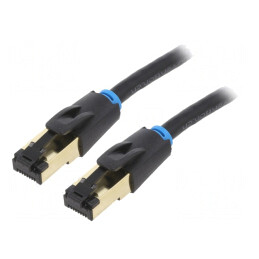 Cablu Patch Cat 8 S/FTP OFC Negru 2m Conectori Auriti | Electronic-mag.ro | Componente Electronice