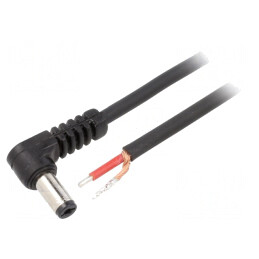 Cablu DC 5.5/2.1 cu Mufă în Unghi Negru 1.5m 1x1mm2 | Electronic-mag.ro | Componente Electronice