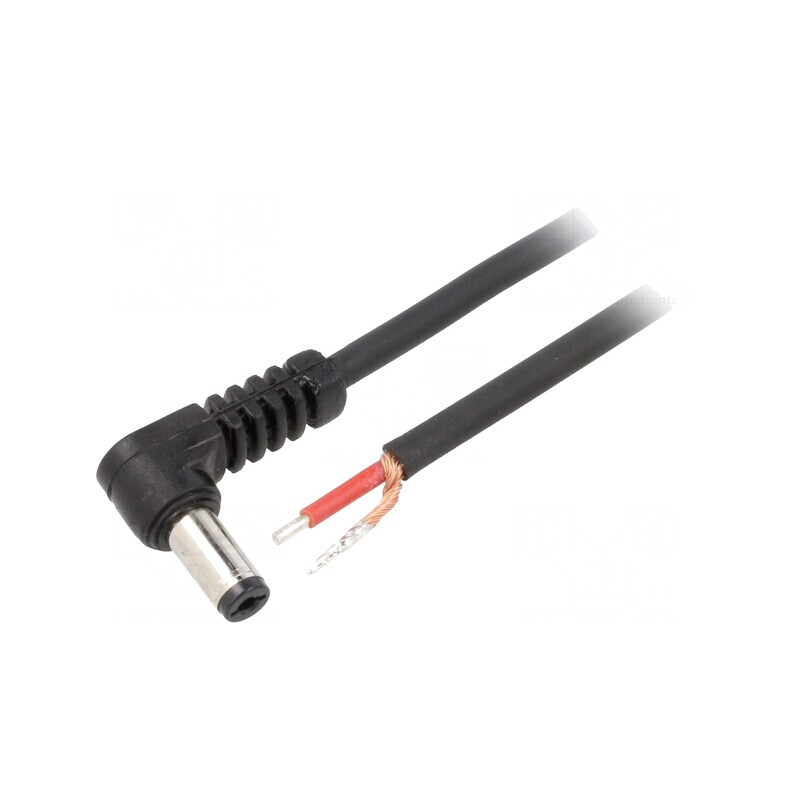 Cablu DC 5.5/2.1 cu Mufă în Unghi Negru 1.5m 1x1mm2 | Electronic-mag.ro | Componente Electronice