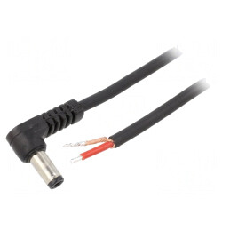 Cablu Alimentare DC 5,5/2,5 Mufă Unghiulară Negru 1,5m | Electronic-mag.ro | Componente Electronice