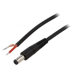 Cablu DC 5,5/2,1 Negru 1,5m 1x1mm2 | Electronic-mag.ro | Componente Electronice