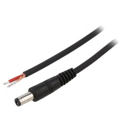 Cablu DC 5,5/2,5 mm negru 1,5m | Electronic-mag.ro | Componente Electronice