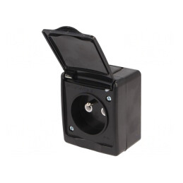 Conector de Alimentare AC 250V 16A Negru pentru Montare pe Perete | Electronic-mag.ro | Componente Electronice