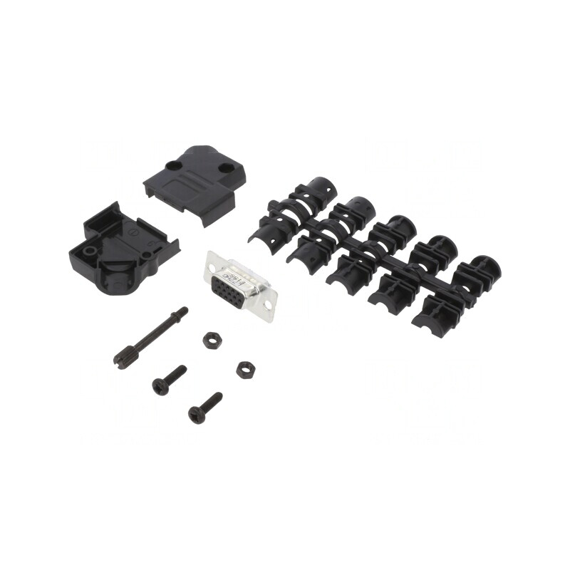 Conector D-Sub 15 pini mamă 45° pentru cablu | Electronic-mag.ro | Componente Electronice