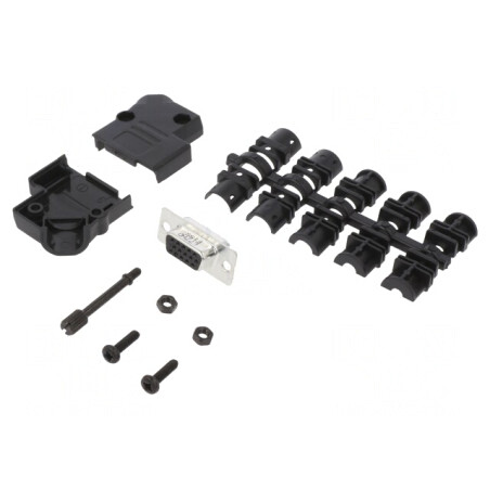 Conector D-Sub 15 pini mamă 45° pentru cablu | Electronic-mag.ro | Componente Electronice