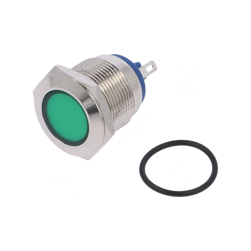 Lampa LED verde 12V 19mm alamă | Electronic-mag.ro | Componente Electronice