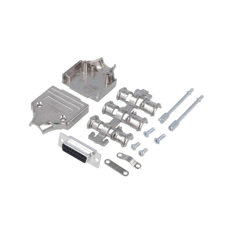 Mufă D-Sub 15 PIN Mamă pentru Lipire pe Cablu - Set Complet | Electronic-mag.ro | Componente Electronice