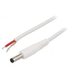 Cablu Alimentare Alb 1.5m 1x1mm2 DC 4.8/1.7 | Electronic-mag.ro | Componente Electronice