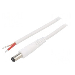 Cablu Alb 1x1mm2 DC 5,5/1,7 Mufă Dreaptă 1,5m | Electronic-mag.ro | Componente Electronice