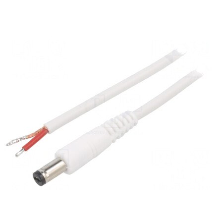 Cablu Alb 1x1mm2 DC 5,5/1,7 Mufă Dreaptă 1,5m | Electronic-mag.ro | Componente Electronice