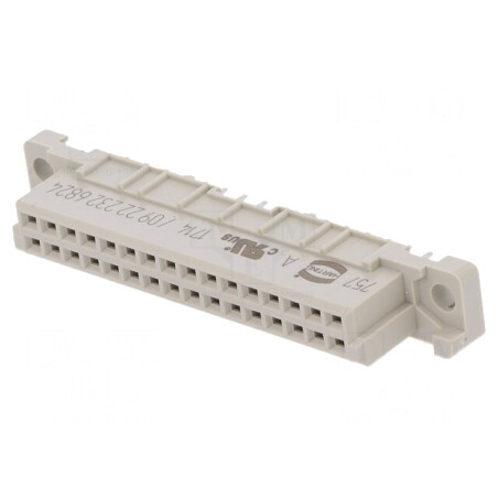 Soclu DIN 41612 tip 2B mamă 32 PIN THT drept termoplast | Electronic-mag.ro | Componente Electronice
