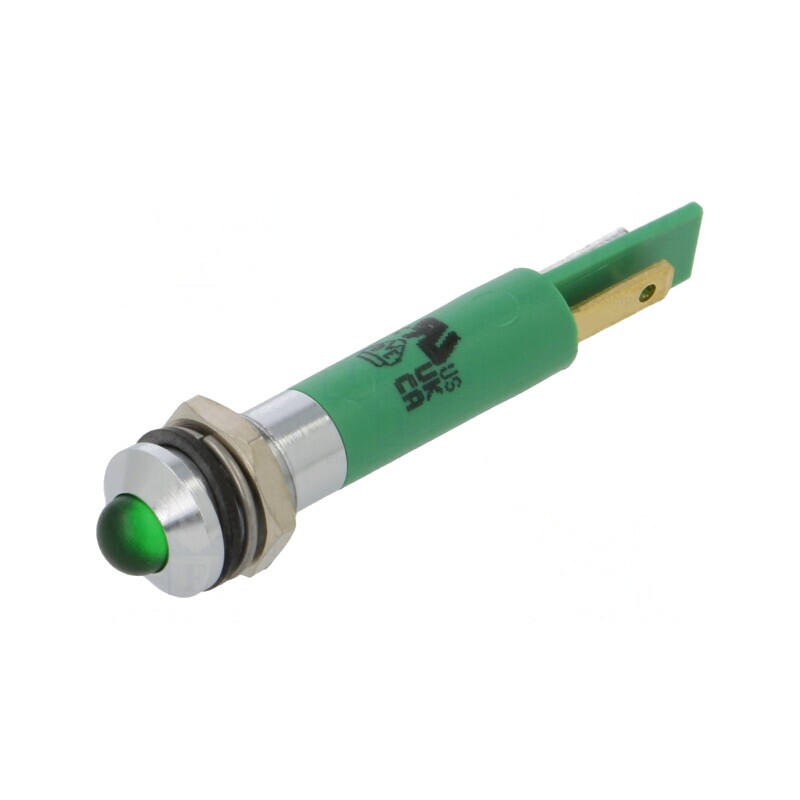 Lampă LED control verde 230V Ø8mm | Electronic-mag.ro | Componente Electronice