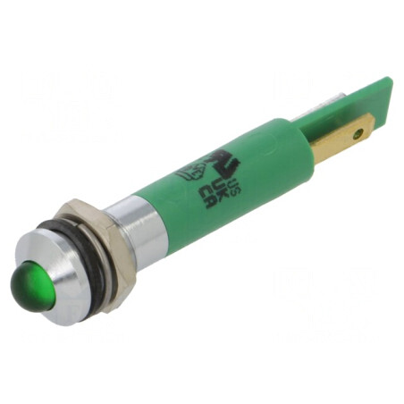 Lampă LED control verde 230V Ø8mm | Electronic-mag.ro | Componente Electronice