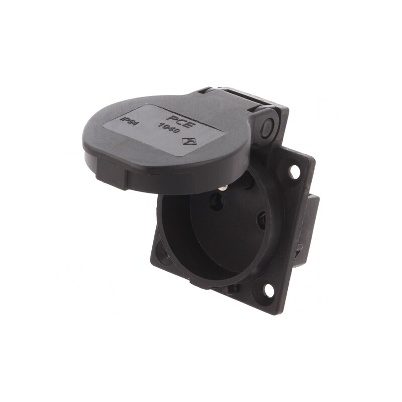 Conector Alimentare AC 230V 16A Negru 2P+PE | Electronic-mag.ro | Componente Electronice