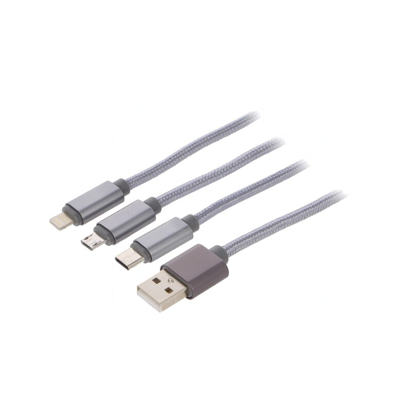 Cablu USB 2.0 1m Argintiu Textile Cablexpert | Electronic-mag.ro | Componente Electronice