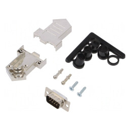 Mufă D-Sub 9 Pin Tată Lipire Neagră - Set Complet | Electronic-mag.ro | Componente Electronice
