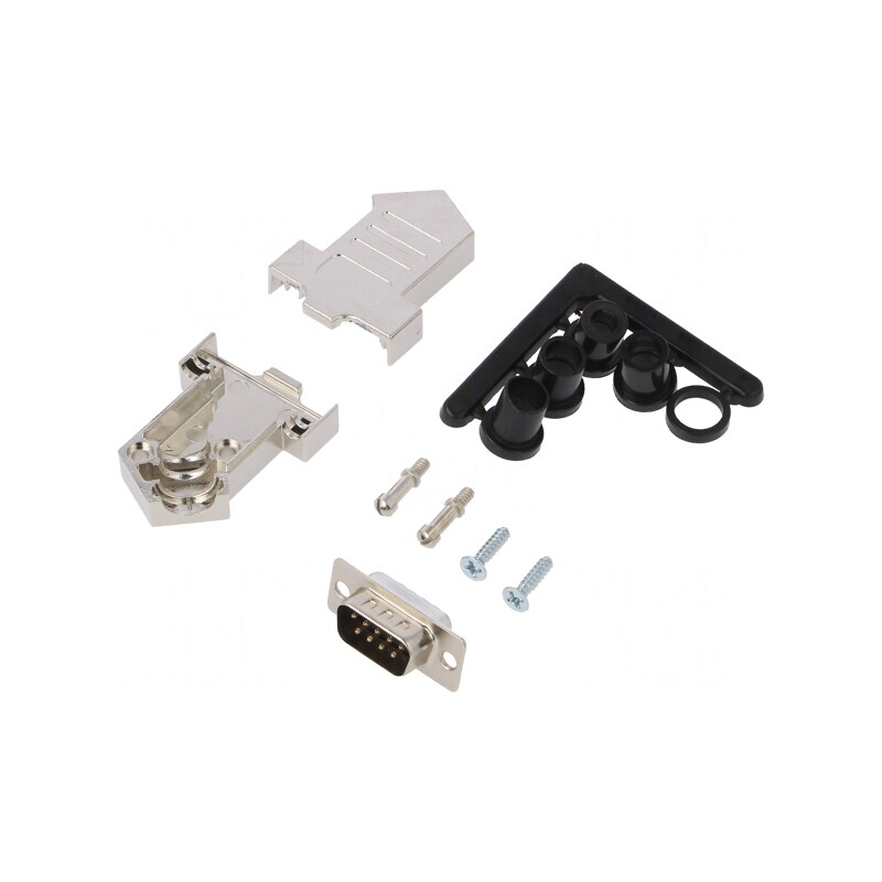 Mufă D-Sub 9 Pin Tată Lipire Neagră - Set Complet | Electronic-mag.ro | Componente Electronice