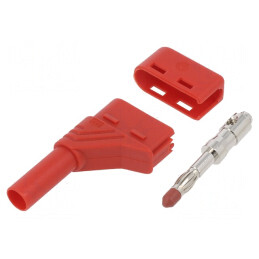 Mufă Banană 4mm Roșie cu Izolație în Unghi | Electronic-mag.ro | Componente Electronice