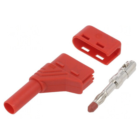 Mufă Banană 4mm Roșie cu Izolație în Unghi | Electronic-mag.ro | Componente Electronice