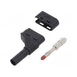 Mufă banană 4mm neagră cu izolație unghiulară | Electronic-mag.ro | Componente Electronice