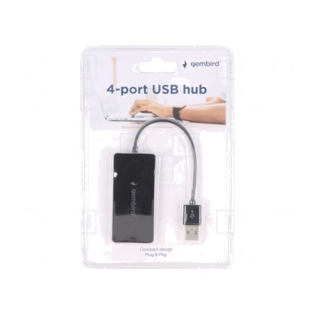 Hub USB 2.0 Negru 4 Porturi 0,15m | Electronic-mag.ro | Componente Electronice