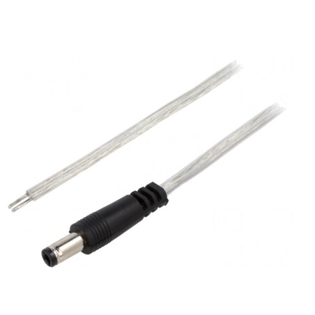 Cablu 2x0,5mm2 cu Mufă DC 5,5/2,5 Transparent 2m | Electronic-mag.ro | Componente Electronice