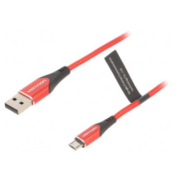 Cablu USB 2.0 A la Micro B 2m Roșu 480Mbps