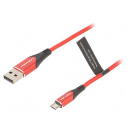 Cablu USB 2.0 A la Micro B 2m Roșu 480Mbps | Electronic-mag.ro | Componente Electronice