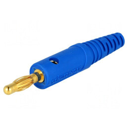 Mufă banană albastră 4mm 10A 2mm cablu | Electronic-mag.ro | Componente Electronice