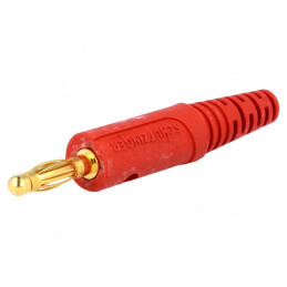 Mufă banană 4mm 10A roșie pentru cablu de 2mm