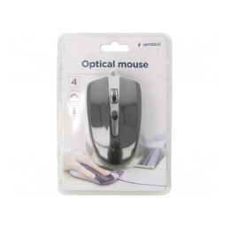 Mouse optic negru/gri USB, 4 butoane, 1.35m cablu | Electronic-mag.ro | Componente Electronice
