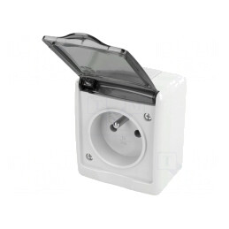 Conector Alimentare AC 2P+PE 250V 16A Gri Murale | Electronic-mag.ro | Componente Electronice