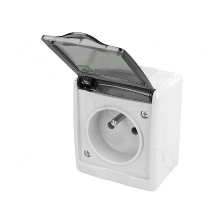 Conector Alimentare AC 2P+PE 250V 16A Gri Murale | Electronic-mag.ro | Componente Electronice