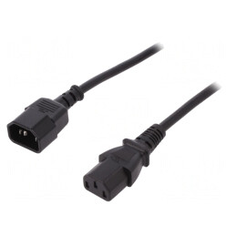 Cablu Alimentare IEC C13 la C14 1,2m Negru 10A 250V | Electronic-mag.ro | Componente Electronice