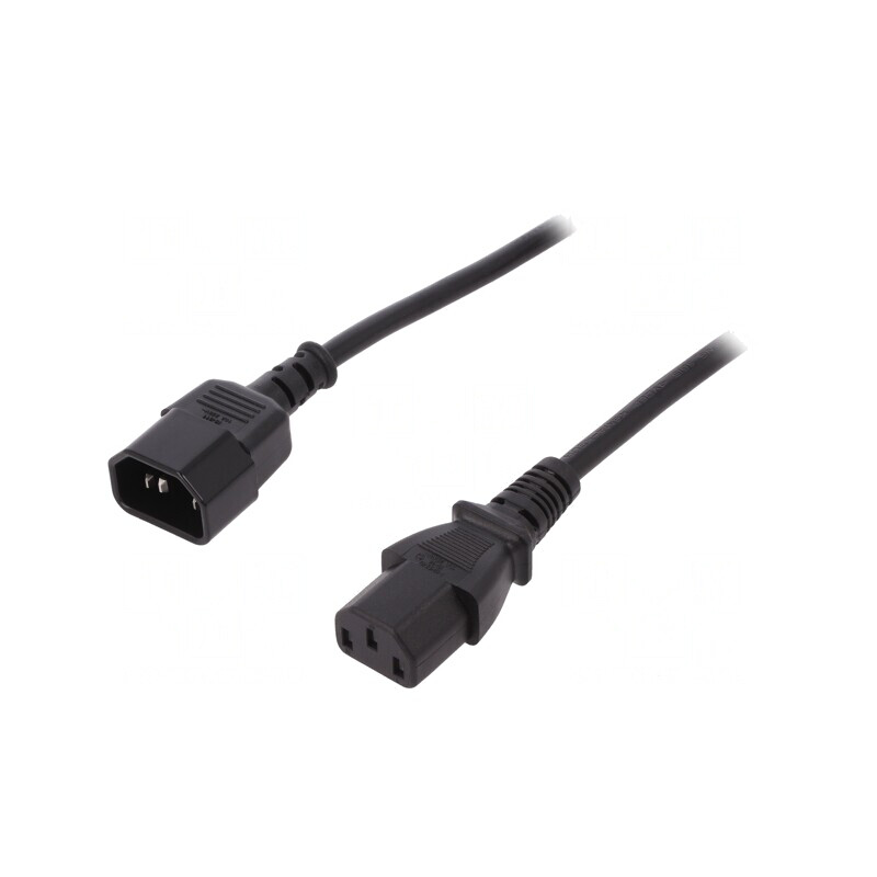 Cablu Alimentare IEC C13 la C14 1,2m Negru 10A 250V | Electronic-mag.ro | Componente Electronice
