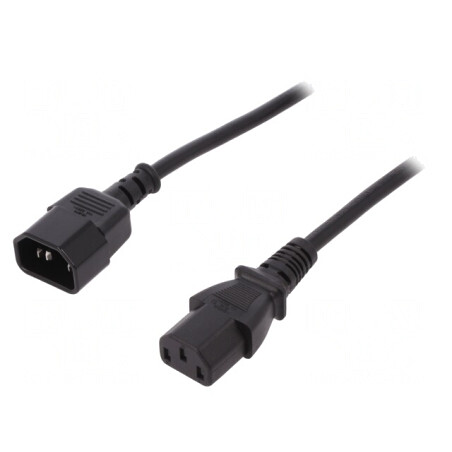 Cablu Alimentare IEC C13 la C14 1,2m Negru 10A 250V | Electronic-mag.ro | Componente Electronice