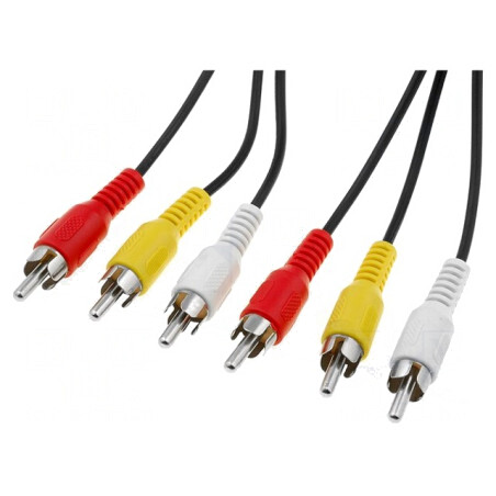 Cablu RCA 3 Mufe 10m Nichelat | Electronic-mag.ro | Componente Electronice