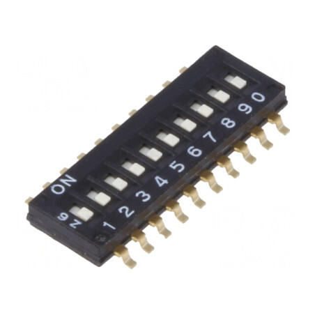 Comutator DIP-SWITCH 10 Secțiuni ON-OFF 24VDC | Electronic-mag.ro | Componente Electronice