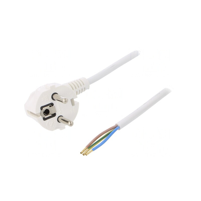 Cablu Electric 3x1mm2 PVC Alb 1,5m 16A 250V | Electronic-mag.ro | Componente Electronice