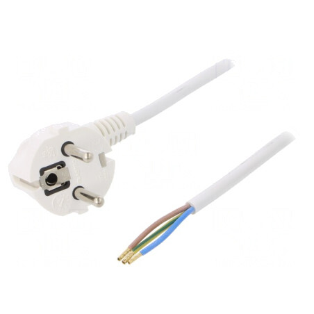 Cablu Electric 3x1mm2 PVC Alb 1,5m 16A 250V | Electronic-mag.ro | Componente Electronice