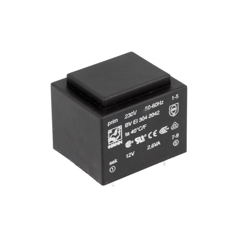 Transformator încapsulat 2,6VA 230V la 12V 217mA PCB BVEI | Electronic-mag.ro | Componente Electronice
