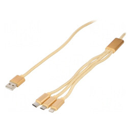 Cablu USB 2.0 1m Textil Auriu Cablexpert