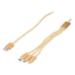 Cablu USB 2.0 1m Textil Auriu Cablexpert | Electronic-mag.ro | Componente Electronice