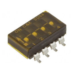 Comutator: DIP-SWITCH; Număr secţiuni: 4; OFF-ON; 0,1A/25VDC; SMT