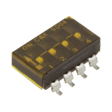 Comutator DIP-SWITCH 4 Secțiuni SMT OFF-ON 0.1A 25VDC | Electronic-mag.ro | Componente Electronice