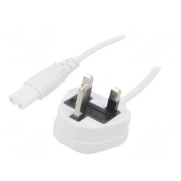 Cablu Alb 1,8m cu Mufă BS 1363 și IEC C7 3A | Electronic-mag.ro | Componente Electronice