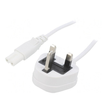 Cablu Alb 1,8m cu Mufă BS 1363 și IEC C7 3A | Electronic-mag.ro | Componente Electronice
