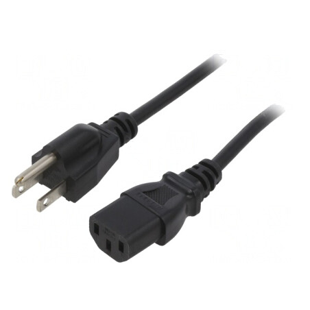 Cablu Alimentare 2m Negru IEC C13 la NEMA 5-15 | Electronic-mag.ro | Componente Electronice